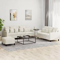 3-delige Loungeset met kussens fluweel crèmekleurig - thumbnail