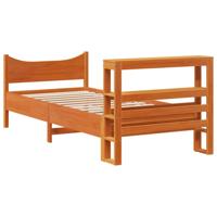 Bedframe met hoofdbord massief grenenhout wasbruin 75x190 cm - thumbnail