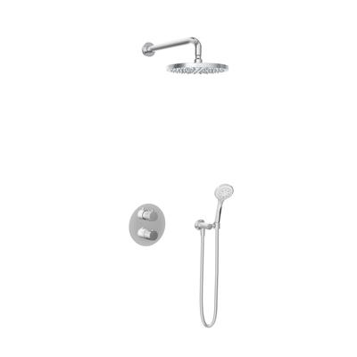 Hotbath Buddy - Inbouw Regendoucheset - Thermostatisch - Wandarm 35 cm - Hoofddouche 250 mm - Ronde Handdouche 3 Standen - met 2-Weg Stop-Omstel - Waterbesparend - V01