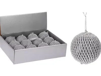 Kerstbal Foam Twist Ø8cm Zilver 1st