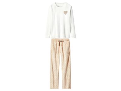 esmara Pluche dames pyjama (wit/beige, S (36/38))