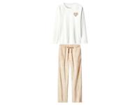 esmara Pluche dames pyjama (wit/beige, S (36/38)) - thumbnail