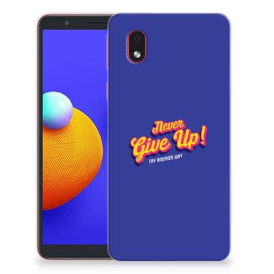 Samsung Galaxy A01 Core Siliconen hoesje met naam Never Give Up Samsung Galaxy A01 Core Siliconen hoesje met naam Never Give Up