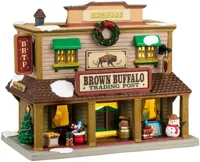 Lemax brown buffalo trading post verlicht kersthuisje Vail Village 2024 - thumbnail