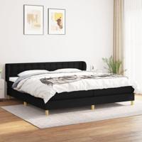 Boxspring met matras stof zwart 200x200 cm - thumbnail