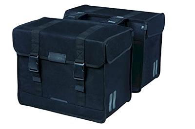 Basil kavan eco classic dubbele fietstas - duurzaam organisch canvas - zwart - 68l