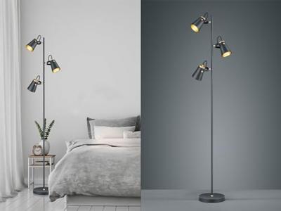 Trio Design vloer leeslampEdward 3-lichts zwart met goud - 408800332