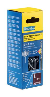 Rapid High Performance Blindklinknagels Ø 4.8x20mm + boor in blister (50 stuks)