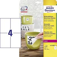 Avery-Zweckform L4719REV-20 Folie-etiketten 105 x 148 mm Polyester folie Wit 80 stuk(s) Weer verwijderbaar Laser (kleur), Laser (zwart/wit), Kopiëren (kleur), - thumbnail
