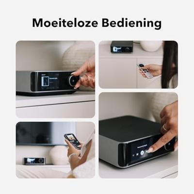 WiiM Amp Ultra met Voice Remote 2 | 100W streamingversterker met ESS ES9039Q2M DAC & Dual TI TPA3255 versterkers | Ingebouwde RoomFit EQ & Touchscreen | HDMI ARC, Optische & RCA-ingangen | Zilver