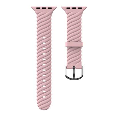 By Qubix - Siliconen 'Twist' bandje - Roze - Compatible met Apple Watch 38mm / 40mm / 41mm / 42mm - Compatible Apple watch bandjes