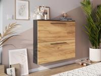 Schoenenkast WILDA 2 klapdeuren grafiet/navarra eik - thumbnail