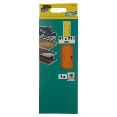 Wolfcraft 1961000 Oscillerend schuurpapier Geperforeerd Korrelgrootte (num) 40 (l x b) 230 mm x 93 mm 5 stuk(s)