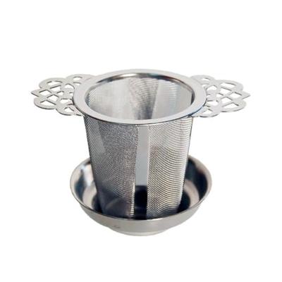Theefilter RVS - Theezeef losse thee voor kop of hele pot met houder en lekbakje Theefilter RVS - Theezeef losse thee voor kop of hele pot met houder en lekbakje