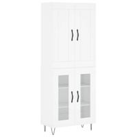 Hoge kast 69,5x34x180 cm bewerkt hout wit - thumbnail