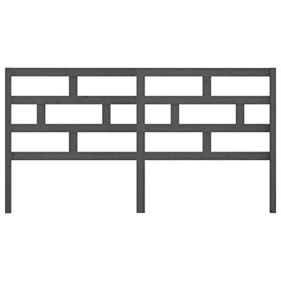 Hoofdbord 206x4x100 cm massief grenenhout grijs - thumbnail