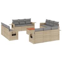 13-delige Loungeset met kussens poly rattan beige - thumbnail