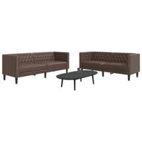 2-delige Loungeset Chesterfield-stijl kunstleer bruin - thumbnail