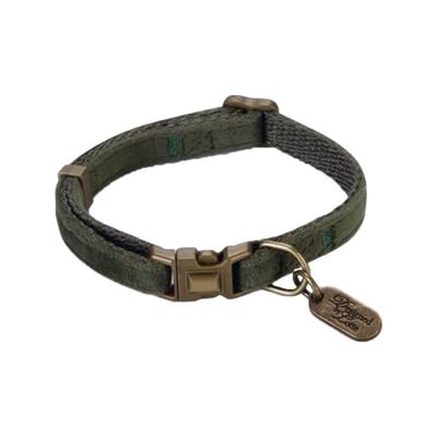 Designed by Lotte Velura - Hondenhalsband - Fluweel - Groen - 35- 50cmx20mm