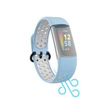 Hama Fitbit horlogeband 22 mm (verstelbare reservearmband voor smartwatch Fitbit Charge 5, sportarmband, ademend om te wisselen, siliconen wisselarmband, roestvrij stalen drukknop) blauw/grijs - thumbnail