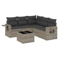 6-delige Loungeset met kussens poly rattan lichtgrijs - thumbnail