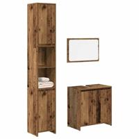 3-delige Badkamermeubelset bewerkt hout oud houtkleurig - thumbnail