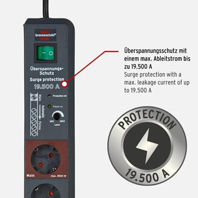 Brennenstuhl Secure-Tec automatische stekkerdoos 19.500A 3m H05VV-F 3G1,5 - 1159490966 - thumbnail