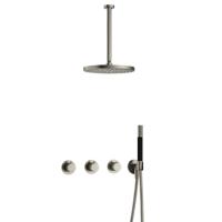 Hotbath Cobber - CB7067 - Inbouw Regendoucheset - Geborsteld Nikkel - 2 Stopkranen - Thermostatisch - Plafondbuis 30 cm - Hoofddouche 300 mm - Staafhanddouche - met M106 - Waterbesparend - thumbnail