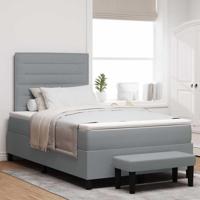 Boxspringbed met matras Lichtgrijs 120 x 190 cm Stof - thumbnail