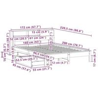 Bed met boekenkast zonder matras massief grenenhout 160x200 cm - thumbnail