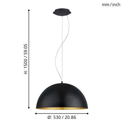 Eglo HanglampGaetano 1 53cm zwart - goud - 94936