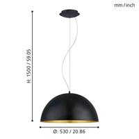 Eglo HanglampGaetano 1 53cm zwart - goud - 94936 - thumbnail