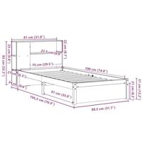 Bed met boekenkast zonder matras grenenhout wit 75x190 cm - thumbnail