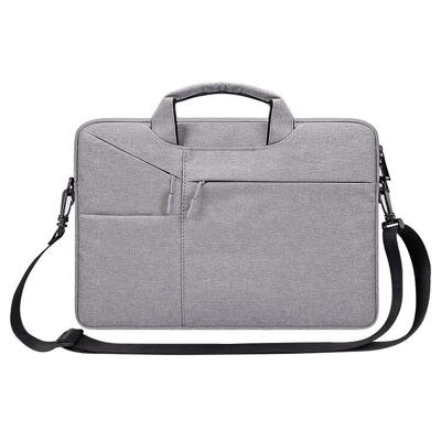 ST02S waterdichte scheurweerstand verborgen draagbare riem One-schouder handtas voor 14 1 inch laptops met koffer gordel (lichtgrijs)