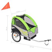 VidaXL Fietstrailer 30 kg grijs en groen - thumbnail