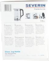 Severin WK3420 Glaswaterkoker 1.7L 2200W RVS/Zwart - thumbnail