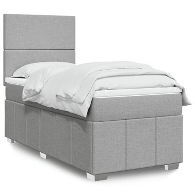 Boxspring met matras stof lichtgrijs 90x190 cm