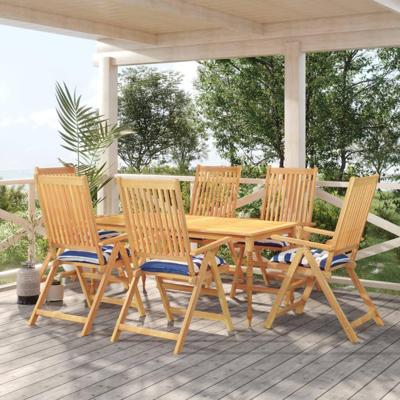 VidaXL Stoelkussens 6 st 50x50x7 cm stof gestreept wit en blauw