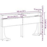 Opberghoofdbord met plank Zwart eiken 180 cm Bewerkt hout - thumbnail