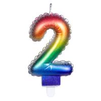 Kaarsje Regenboog Cijfer 2 - thumbnail