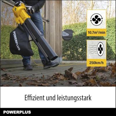 Elektrische bladblazer - POWER PLUS - POWEG4030 - 3300 W - Maximale luchtsnelheid van 250 km/u
