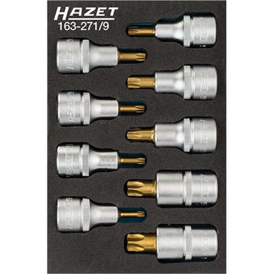 HAZET Dopsleutelbitset - TORX® 163-271/9 - 1/2 inch (12,5 mm) vierkant hol - Binnen-TORX®-profiel - 9-delig - T20 - T60