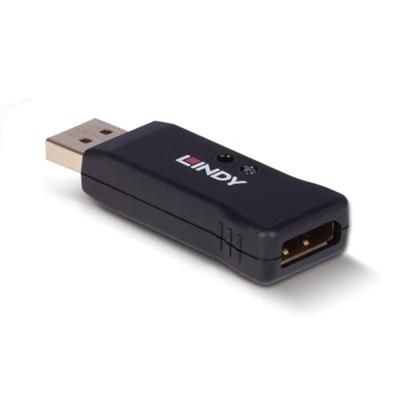 LINDY 32118 DisplayPort EDID-emulator [1x DisplayPort stekker - 1x DisplayPort bus] Zwart 4K UHD