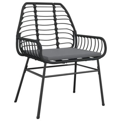 Tuinstoelen 2 st met kussens poly rattan zwart - thumbnail