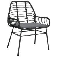 Tuinstoelen 2 st met kussens poly rattan zwart - thumbnail