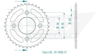 ESJOT Chain wheel 420 37z steel black