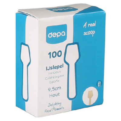 Depa Biodore ijslepeltje hout fsc 95mm in zichtdoosje (100 stuks)