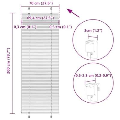 Pliss rolgordijn 70x200 cm stofbreedte 69,4 cm polyester zwart