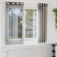 Gordijnen Voile met doorvoertules 2 st 140x175 cm zwart - thumbnail