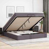 Ottoman bed met matrassen 200x200cm kunstleer grijs - thumbnail